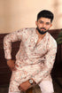 Beige Cotton Mens Kurta With Payjama - Side View | Samyak Fashion