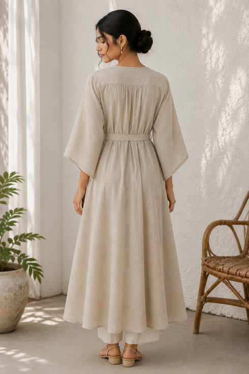 Beige Cotton Top Bottom - Side View | Samyak Fashion