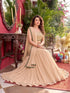 Beige Faux Georgette Elegant Party Wear Saree Collection With Blouse - Back View | Samyak Fashion