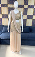 Beige Faux Georgette Elegant Party Wear Saree Collection With Blouse - Side View | Samyak Fashion