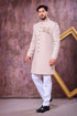 Beige Imported Lachka Fabric Mens Premium Men's Indo Western - Back View | Samyak Fashion