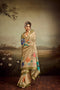 Beige Jacquard Elegant Party Wear Saree Collection With Blouse - Front View | Samyak Fashion