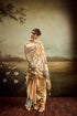 Beige Jacquard Elegant Party Wear Saree Collection With Blouse - Back View | Samyak Fashion