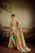 Beige Jacquard Elegant Party Wear Saree Collection With Blouse - Back View | Samyak Fashion