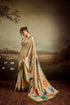 Beige Jacquard Elegant Party Wear Saree Collection With Blouse - Side View | Samyak Fashion