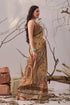Beige Linen Cotton Party Wear Saree With Blouse - Side View | Samyak Fashion