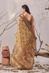 Beige Linen Cotton Party Wear Saree With Blouse - Close-up View | Samyak Fashion