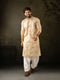 Beige Linen Mens Kurta With Payjama - Front View | Samyak Fashion