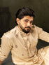 Beige Linen Mens Kurta With Payjama - Side View | Samyak Fashion