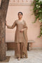 Beige Simmer Tissue Salwar Suits - Front View | Samyak Fashion