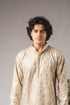 Beige Viscose Mens Kurta With Payjama - Side View | Samyak Fashion