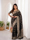 Black Banarasi Soft Silk Party Wear Saree With Blouse - Front View | Samyak Fashion