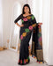 Black Banarasi Soft Silk Party Wear Saree With Blouse - Front View | Samyak Fashion