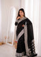 Black Banarasi Soft Silk Party Wear Saree With Blouse - Front View | Samyak Fashion