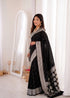 Black Banarasi Soft Silk Party Wear Saree With Blouse - Back View | Samyak Fashion