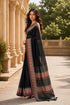 Black Chanderi Linen Saree With Blouse - Detail View | Samyak Fashion