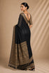 Black Chiffon Saree With Blouse - Back View | Samyak Fashion