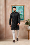 Black Cotton Mens Kurta With Payjama - Front View | Samyak Fashion