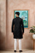 Black Cotton Mens Kurta With Payjama - Back View | Samyak Fashion