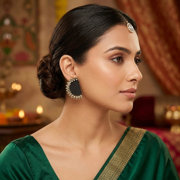 Black Earrings-imitation - Front View | Samyak Fashion