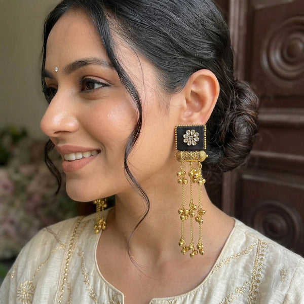 Black Earrings - Front View | Samyak Fashion
