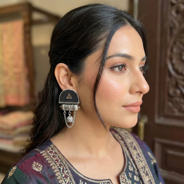 Black Earrings - Front View | Samyak Fashion