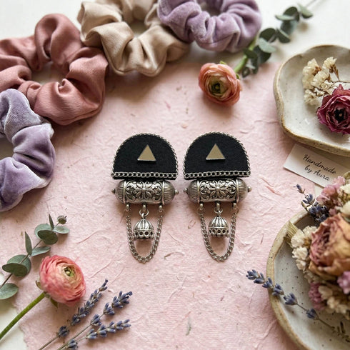 Black Earrings - Back View | Samyak Fashion