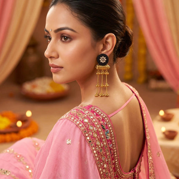 Black Earrings - Front View | Samyak Fashion