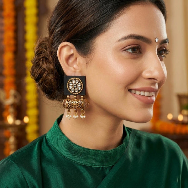 Black Earrings - Front View | Samyak Fashion