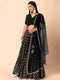 Black Georgette Lehenga Choli - Front View | Samyak Fashion