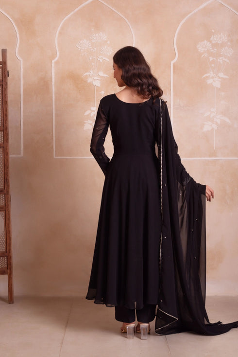 Black Georgette Salwar Suit - Close-up View | Samyak Fashion