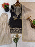 Black Heavy Gmy Silk Elegant Salwar Suit - Side View | Samyak Fashion