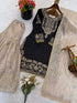 Black Heavy Gmy Silk Elegant Salwar Suit - Detail View | Samyak Fashion