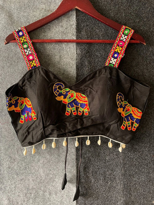 Black Heavy Magic Cotton Blouse - Side View | Samyak Fashion