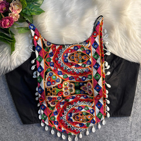 Black Heavy Soft Cotton Blouse - Front View | Samyak Fashion