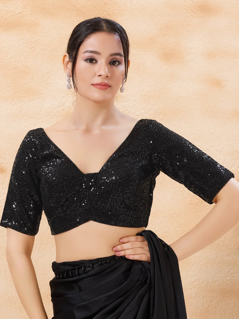 Black Imported Blouse - Front View | Samyak Fashion