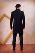Black Imported Lachka Fabric Mens Premium Men's Indo Western - Side View | Samyak Fashion