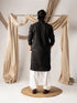 Black Linen Mens Kurta With Payjama - Back View | Samyak Fashion