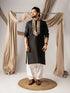 Black Linen Mens Kurta With Payjama - Front View | Samyak Fashion