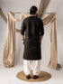 Black Linen Mens Kurta With Payjama - Back View | Samyak Fashion