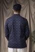Black Linen Mens Short Kurta - Back View | Samyak Fashion