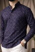 Black Linen Mens Short Kurta - Detail View | Samyak Fashion