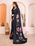 Black Manipuri Silk Elegant Party Wear Saree Collection With Blouse - Back View | Samyak Fashion