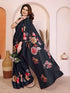 Black Manipuri Silk Elegant Party Wear Saree Collection With Blouse - Side View | Samyak Fashion