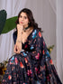 Black Monsoon Georgette Silk Party Wear Saree With Blouse - Full View | Samyak Fashion
