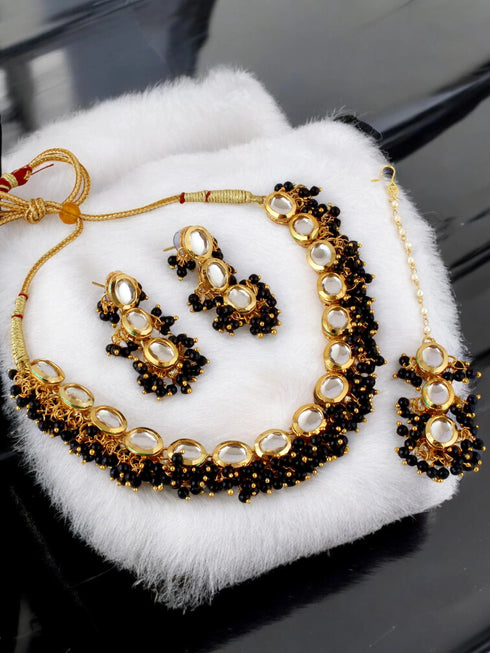 Black Necklace Set - Back View | Samyak Fashion