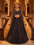 Black Net Lehenga Choli Designed Pattern Sequance,jari,thread Embroidered, Hand Work - Front View | Samyak Fashion