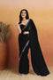 Black Organza Saree With Blouse - Front View | Samyak Fashion