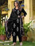 Black Poly Rayon Salwar Suit - Front View | Samyak Fashion