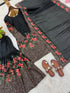 Black Pure Fendy Silk Elegant Salwar Suit - Detail View | Samyak Fashion